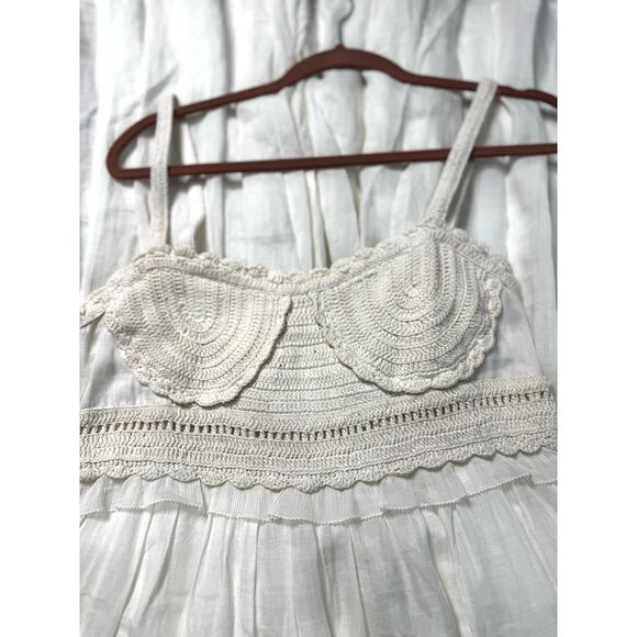 ULLA JOHNSON Gisella ruffled Ivory crocheted cotton-trimmed ramie midi dress 2 - Picture 6 of 15